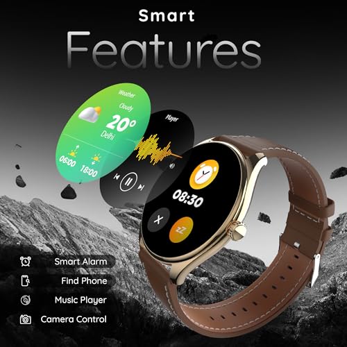 Pebble Royale Legend 1.43" AMOLED Display, Slimmest Design, Bluetooth Calling, Premium Built, Always On Display, Multi Sports Mode, Health Suite, Smart Calculator (Brown) - Image 3