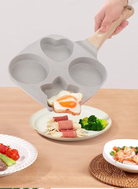 Husaini Mart | Egg Pan Non Stick Pancake Pan, 4-Cup Nonstick Egg Frying Pan, Granite Mini Egg Cooker Pan for Breakfast, Small Egg Skillet Suitable for Gas Stove & Induction Top (Multicoloured) - Image 2