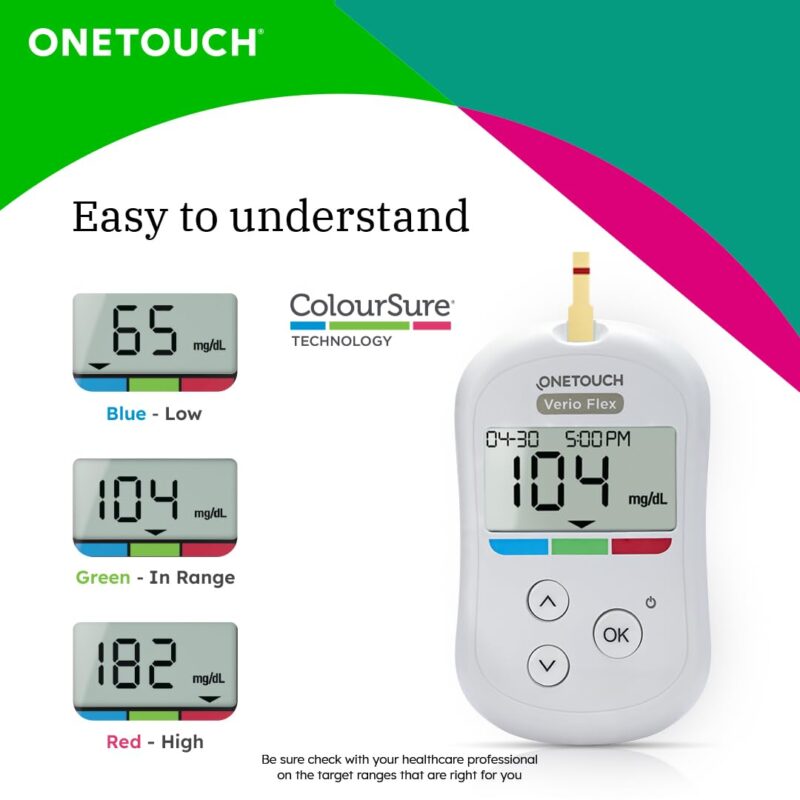 OneTouch Verio Flex glucometer with 50 Test Strips & 50 additional lancets (total 60 sterile lancets) | Sync your results with OneTouch Reveal mobile app| Simple & accurate testing of blood sugar - Image 4