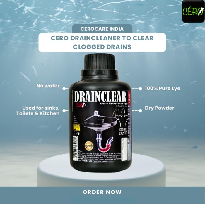CERO ® DRAINCLEAR 1.45% WW (DRY POWDER) to Clear Clogged Drains, Sinks and Pipes (190 gm) - Image 7