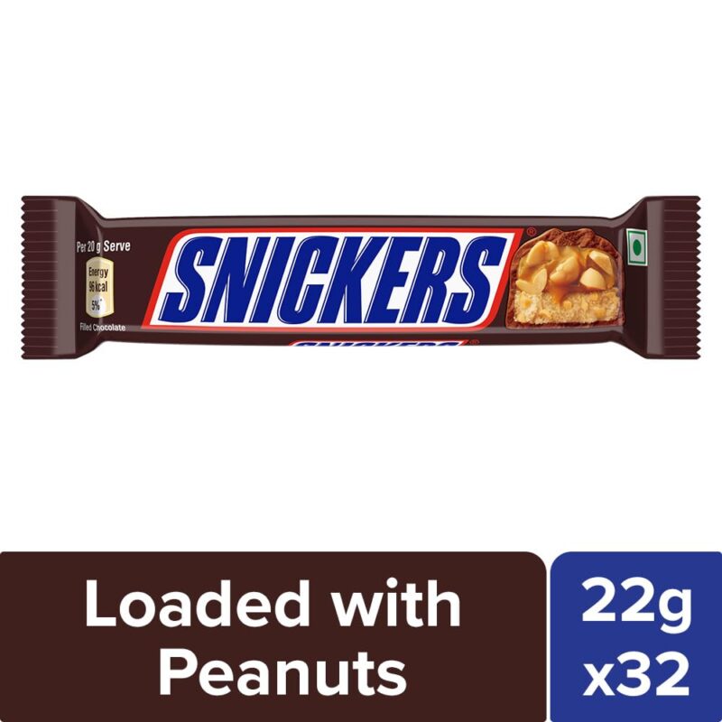 Snickers Peanut Filled Chocolate Bar | Loaded with Delicious & Nutritious Roasted Peanuts, Nougat & Caramel | Nutty Chocolate Treat for Sharing | 22G | Pack of 32, 704 Gm - Image 9