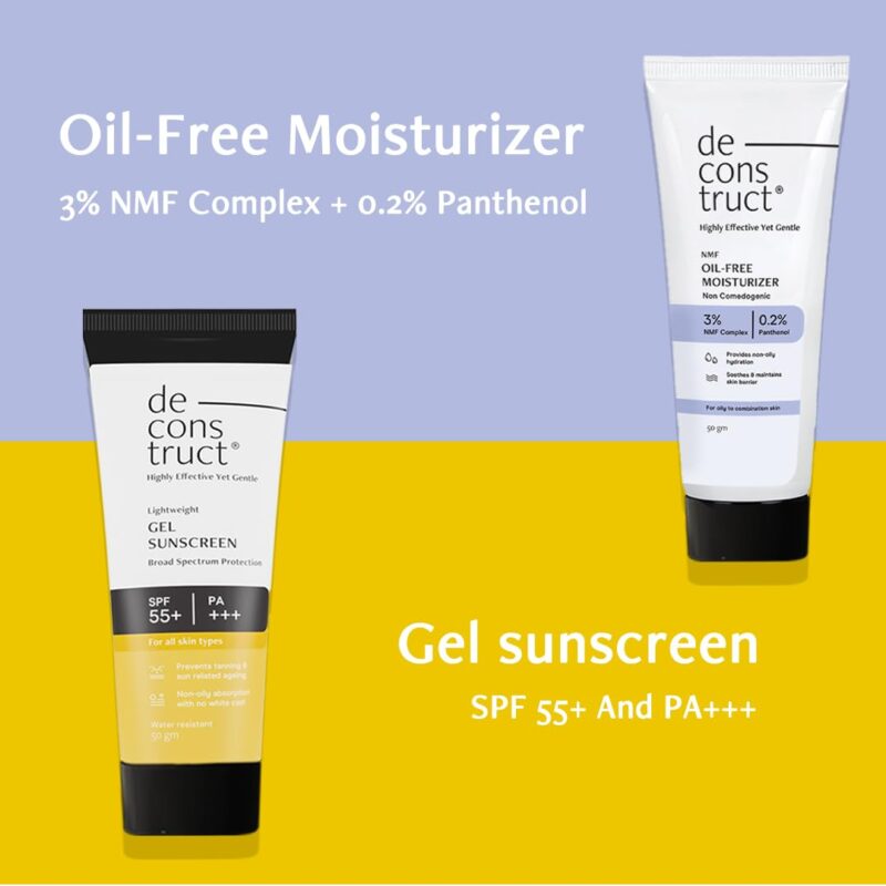 Deconstruct Hydration & Defense Combo: Oil-Free Moisturizer & No White Cast SPF 55+ | Get Glowing Skin with Sun Protection | No White Cast & Lightweight | Pack of 2 - Image 4