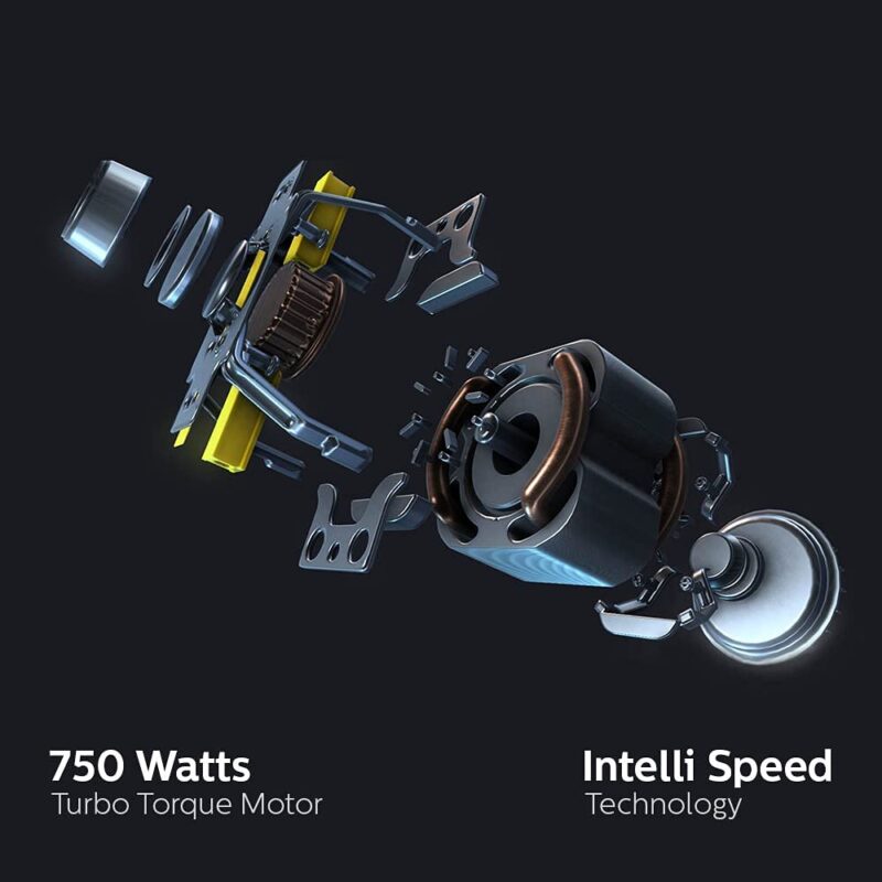 PHILIPS HL7777/00 Mixer Grinder, 750W, 4 Jars, Smart One-Touch Mode, 50%* Reduction in sound power, Digital Interface, Intelli-speed Technology for Pre-Set cooking, Soft Sound Technology, Metallic Silver and Bold Black, Large - Image 7