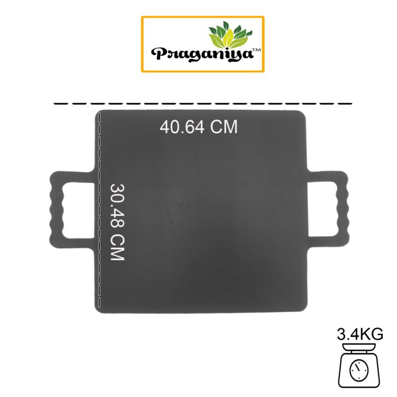 PRAGANIYA Iron Dosa Tawa for Dosa/Roti/Chapati 12 Inch Heavy Gauge Square Tawa Induction & Gas Compatible - Image 6