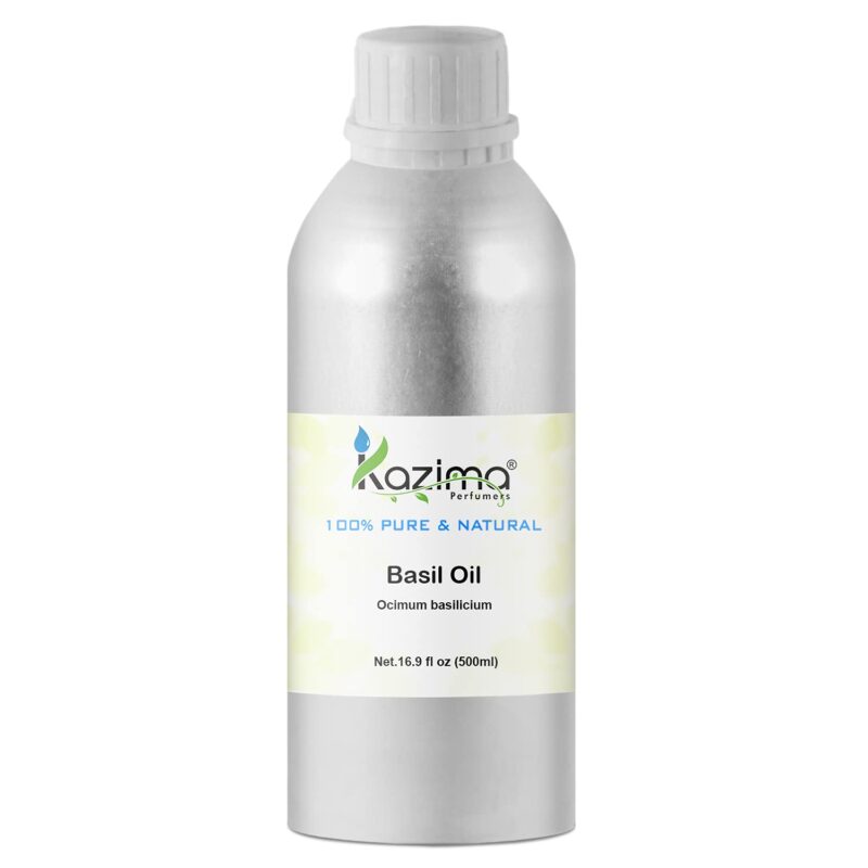 KAZIMA Basil Tulsi Essential Oil - 100% Pure Natural & Therapeutic Grade Oil For Skin care & Hair care (500ML)