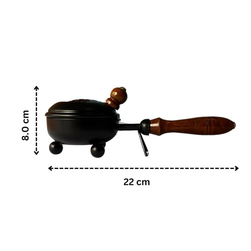 Dhoop Dani Dhuni Loban Burner, Charcoal Incense Burner with Wooden Handle for Puja, Home Temple, Home Decor, Office - Image 6