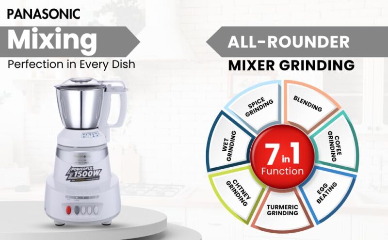 Panasonic Mixer Grinder MX-AV325 (Marble Silver) | Elements Series Powerful 1500 MMLW (Max Motor Lock Wattage) | With 3 Stainless Steel Jar (304 Grade SS) |Warranty 2 Years Product & 5 Years On Motor - Image 4