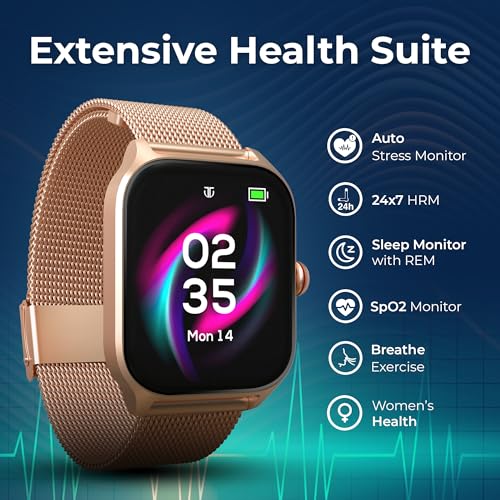 Titan Zeal Premium Fashion Smartwatch|1.85" AMOLED Display with AOD|390 * 450 Pixel Resolution|Functional Crown|SingleSync BT Calling|Advanced Chipset|100+ Sports Modes & Watchfaces IP68 (Mesh Strap) - Image 5