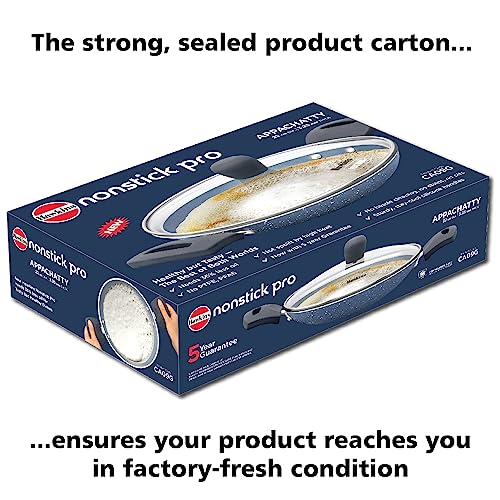 Hawkins Nonstick Pro 0.9 Litre Appachatty, Mini Kadhai, Appachatti, Appachetty, Appam Pot Maker, Deep Fry Pan with Glass Lid, Granite Kadai - Image 3