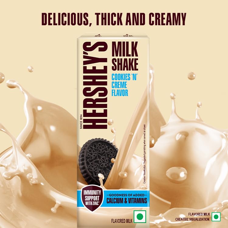 HERSHEY'S Cookies N Cream Flavored Milkshake | Enriched with Calcium | 180Ml - Pack of 6 - Cookies N Cream Flavor - Image 7