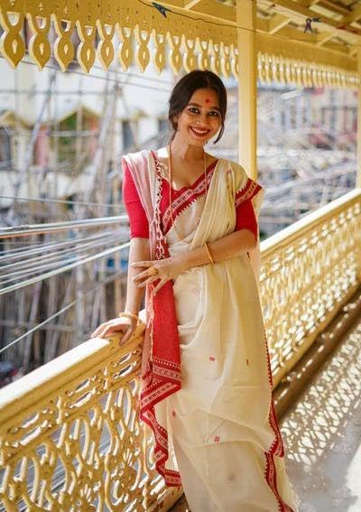 Zwab Women's Cotton Silk Soft Jamdani Sarees With Attach Unstitched Blouse Piece (Off White) - Image 8