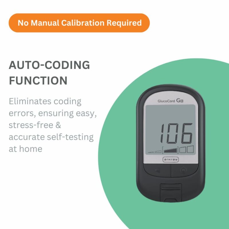 ARKRAY Glucocard G+ Advance glucometer machine | FREE 50 bottlepack Test Strips + 25 Trustlet Lancets + 1 Lancing device | Made in India | Designed with Advanced Japanese Technology - Image 2