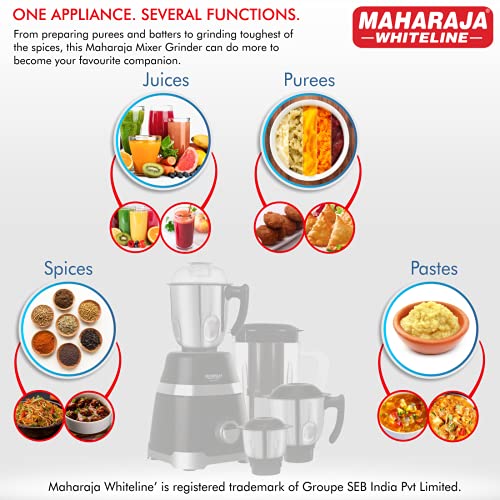 Maharaja Whiteline Ultramax Elite Mixer Grinder, 750W, 4 Jars, Black, Standard (MX-211) - Image 8