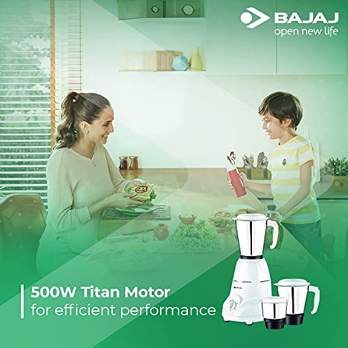 Bajaj Rex 500W Mixer Grinder with Nutri-Pro Feature, 3 Jars, White - Image 4