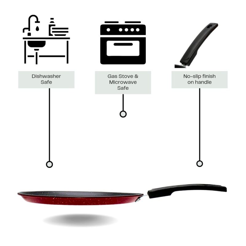 Nonstick Dosa Tawa Pan, 23.5 cm Diameter, Marron - Image 4