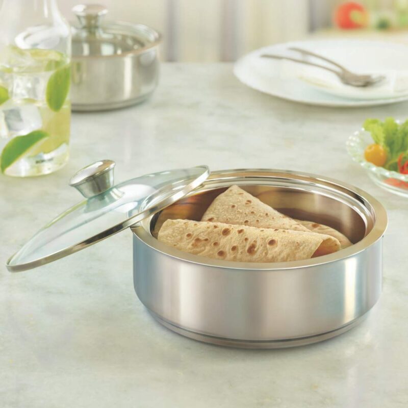 Borosil Stainless Steel Insulated Roti Server, 2.5 litres, Silver - Image 8