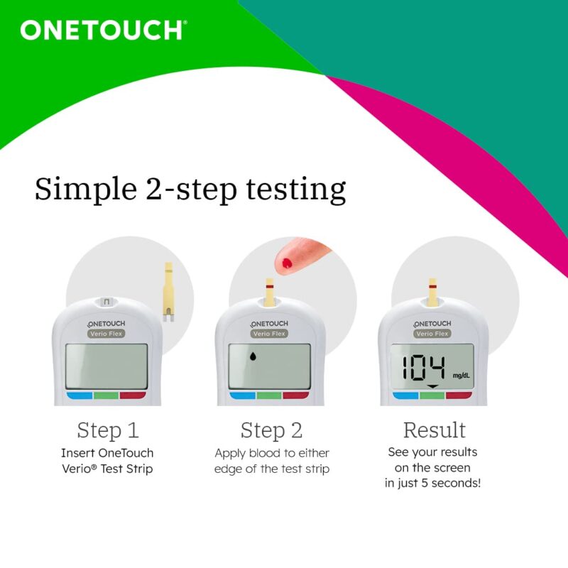 OneTouch Verio Flex glucometer with 50 Test Strips & 50 additional lancets (total 60 sterile lancets) | Sync your results with OneTouch Reveal mobile app| Simple & accurate testing of blood sugar - Image 6