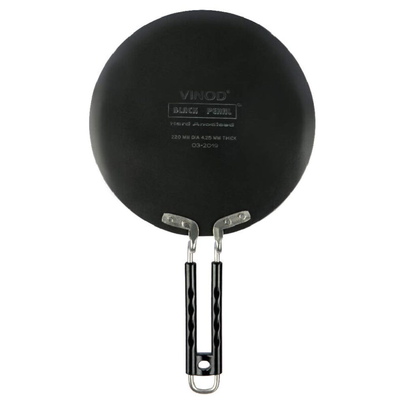 Vinod Black Pearl Hard Anodised Tawa - 22 cm | 4.25mm Thickness | Metal Spoon Friendly | Riveted Sturdy Handle | Long Lasting Roti, Paratha Tawa | 2 Year Warranty | Toxin Free - Image 5