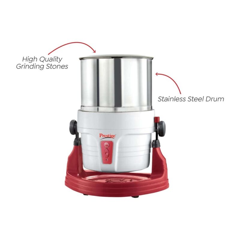 Prestige Stainless Steel Wet Grinder Pwg 01 (200 Watts) With Tilting Drum, Cocunut Scraper And Atta Kneader Attachment - Image 5