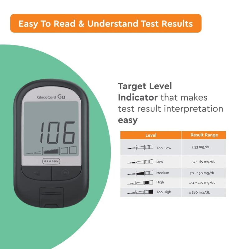 ARKRAY Glucocard G+ Advance glucometer machine | FREE 50 bottlepack Test Strips + 25 Trustlet Lancets + 1 Lancing device | Made in India | Designed with Advanced Japanese Technology - Image 5
