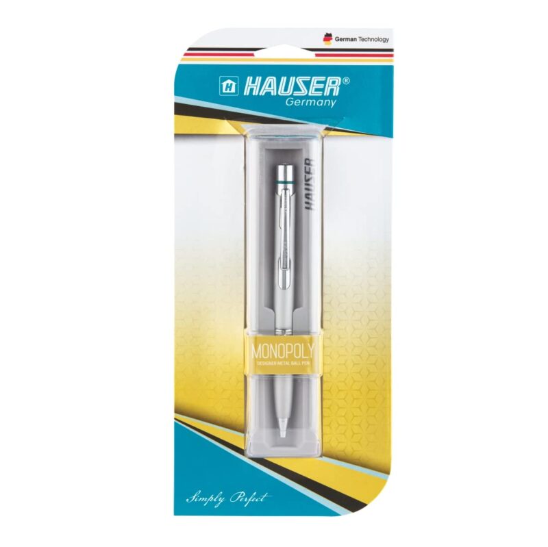 Hauser Monopoly Designer Metal Ball Pen Blister Pack - Blue Ink, Pack of 1
