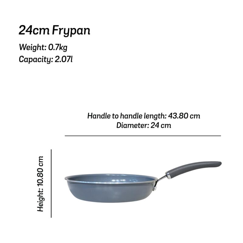 Meyer Anzen Healthy Ceramic Coated Aluminium Frypan | Frying pan Induction Base | Ceramic Pan | Omlette Pan | Ceramic Coated Frying Pan | Ceramic Fry Pan for Cooking, 24cm/2.1L, Grey - Image 8