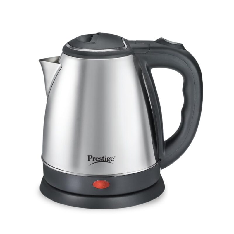 Prestige 1.5 litre PKOSS Stainless Steel Electric Kettle | 1350 Watts| Elegant Design | Cool-touch Handle and Lid | Automatic Cut-Off and Single-Touch Lid Locking. | Silver