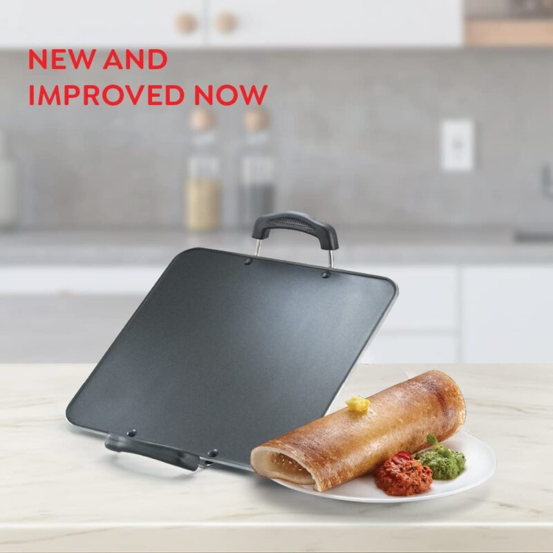 Prestige Aluminium Omega Select Plus Residue Free Non-Stick Heavy Gauge Square Tawa, 30 cm, Black - Image 5