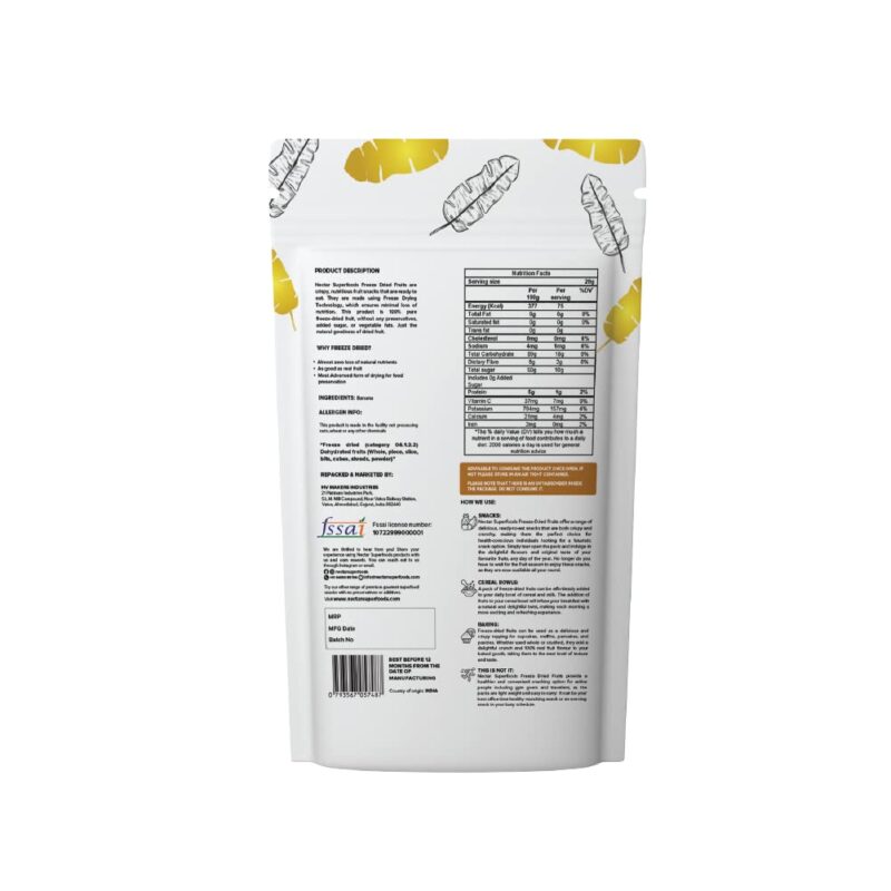 Nectar Superfoods Freeze Dried Banana | No Preservatives, No Added Sugar, Healthy Dried Fruit | 100% Natural, Vegan, Gluten Free Snack for Kids and Adults | 20 gram Pouch (PACK OF 1) - Image 8