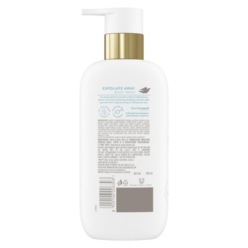 Dove Exfoliate Away Serum Body Wash | 4% Refining Serum + AHA | Micro-polishers for silkier skin | Paraben & SLS free | 300 ml - Image 2