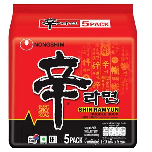Nongshim Shin Ramyun Korean Style Spicy Noodle Soup Instant Noodles, 21.16 oz ℮ 600 g