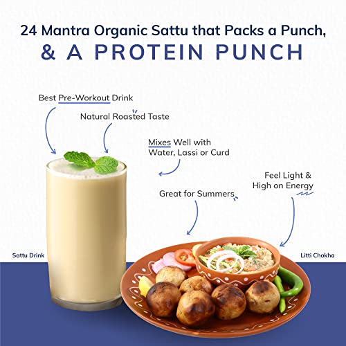 24 Mantra Organic Sattu Atta - 500gms | 100% Organic | Chemical Free & Pesticides Free | Roasted Chickpeas - Image 3