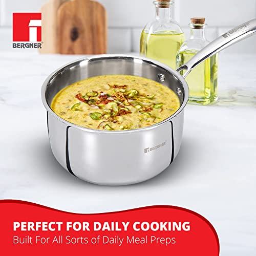 Bergner TriPro Tri-ply Stainless Steel Saucepan with Stainless Steel Lid 18 cm, 2.45 Litre, Induction Base, Silver - Image 7