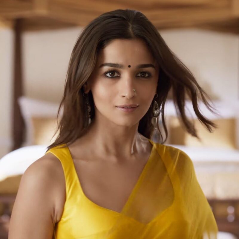 StyleScope Women's Plain Pure Georgette Saree With Unstitched Blouse Piece (Rocky Rani Yellow_Yellow_Free Size) - Image 2