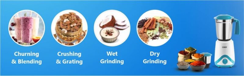 Crest Mixer Grinder for Kitchen - 2 Jars 500 Watt - Mixie with Mini Jar for Chutney & Liquidizing Jar used as Wet Grinder & Blender for Milkshake, Smoothie, Puree -Stainless Steel Blades - Image 5