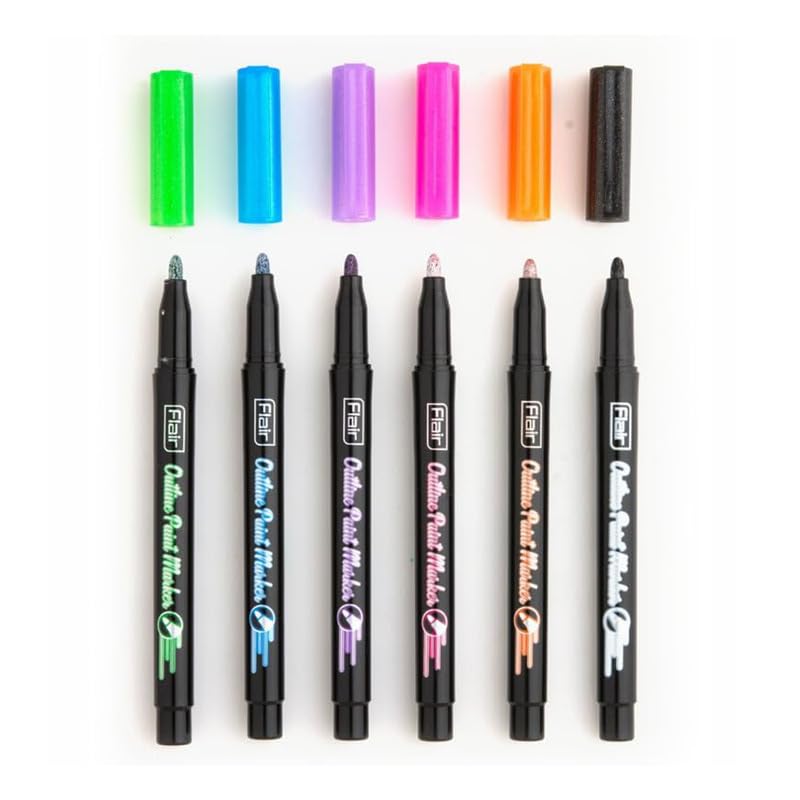 Flair Creative Series Outline Paint Marker, 6 Multicolour Shades, Pack Of 1