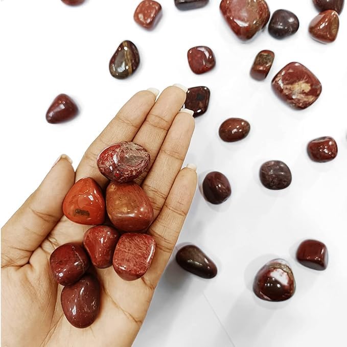 Vastu Vardan Crystal Red Jesper Tumble Stone |50 gm Tumbled Gemstones | Reiki Healing Stones | Home Decor Pebbles | Aquarium Gravel | Garden & Table Decor - Image 3