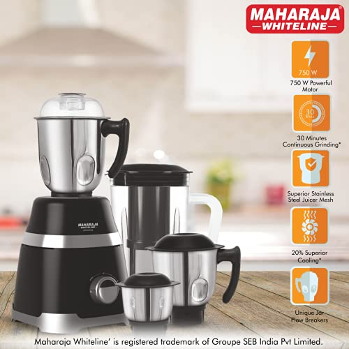 Maharaja Whiteline Ultramax Elite Mixer Grinder, 750W, 4 Jars, Black, Standard (MX-211) - Image 11