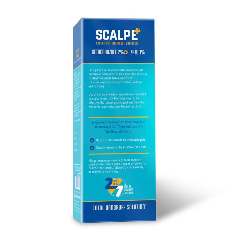 Scalpe+ Expert - Bottle of 75ml Anti Dandruff Shampoo for Men and Women with Ketoconazole and ZPTO - Image 8