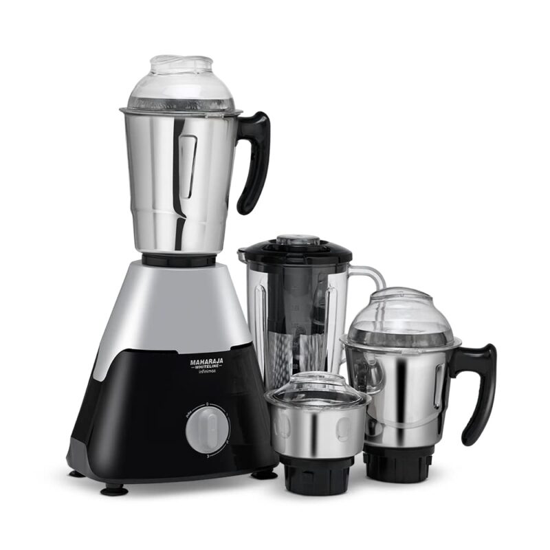 Maharaja Whiteline Infinimax Elite Mixer Grinder, Long Lasting Performance with 750 Watt Motor | Jar Flow Breakers | 5 Years Warranty on Motor (Black & Grey)