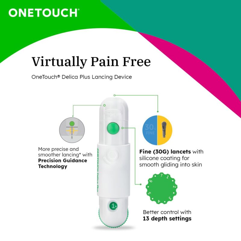 OneTouch Verio Flex glucometer machine | Sync your results with OneTouch Reveal mobile app| Simple & accurate testing of blood sugar levels at home | Global Iconic Brand | FREE 10 Test Strips + 10 Sterile Lancets + 1 Lancing device - Image 3