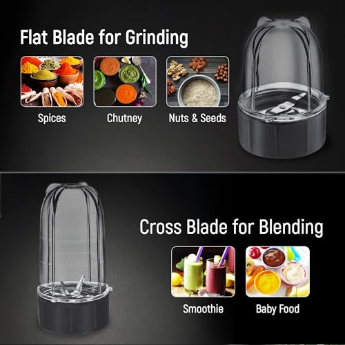 Prestige Iris Nutri-Mix 350W Mixer Grinder with 2 Multipurpose Jars|Compact Design|Dual Safety Inter-Lock System|Extra Lids for Storage|Back & Grey - Image 4