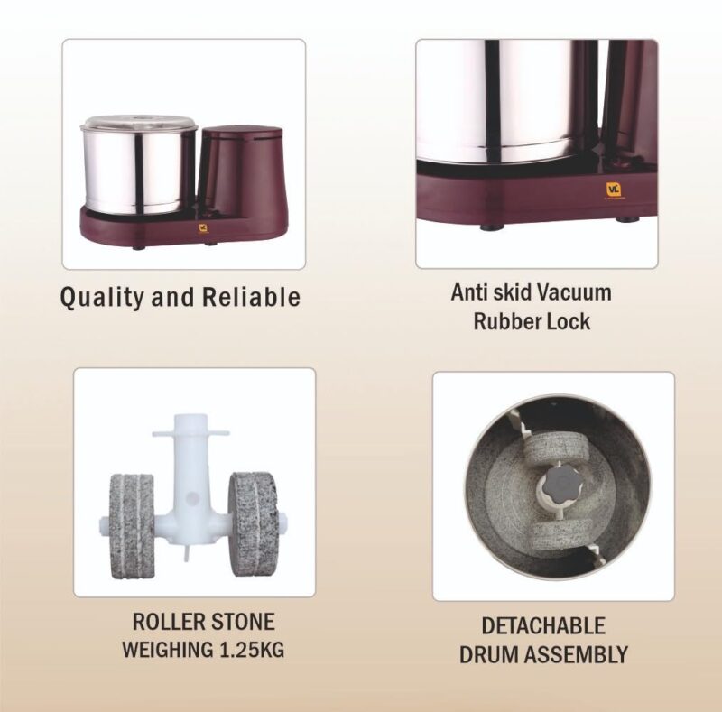 VIJAYALAKSHMI | MUDRA Plus 2 Litre | Heavy ABS Body Wet Grinder, 2L (Cherry) | with Coconut Scrapper & Atta Kneader Attachment. - Image 3