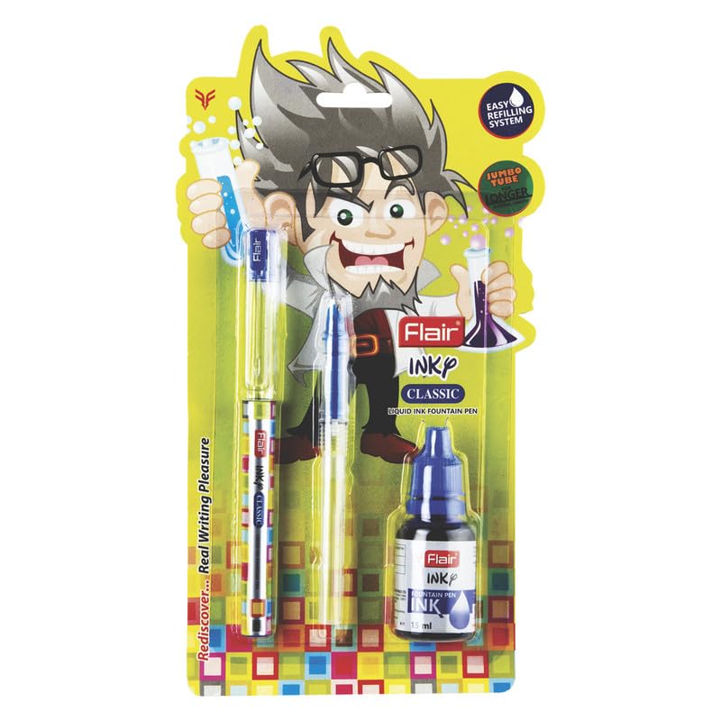 Flair Inky Series Classic Liquid Ink Fountain Pen Blister Pack - Blue Ink - Image 5