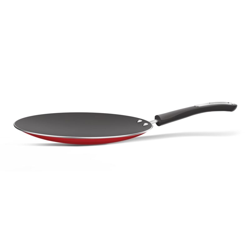 Preethi Dura Collectiona Non Stick Concave Tawa, 28 cm, Gas & Induction Compatible, 5 Star Non Stick Effect, Chilly Red