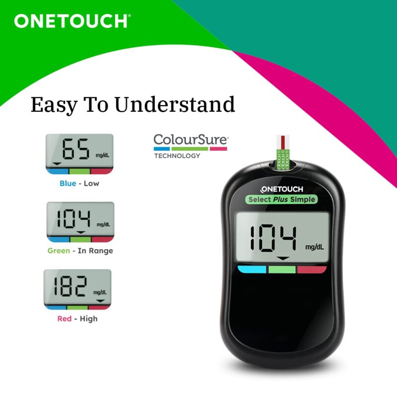 OneTouch Select Plus Simple glucometer machine | Simple & accurate testing of Blood sugar levels at home | Global Iconic Brand | FREE 10 Test Strips + 10 Sterile Lancets + 1 Lancing device - Image 5