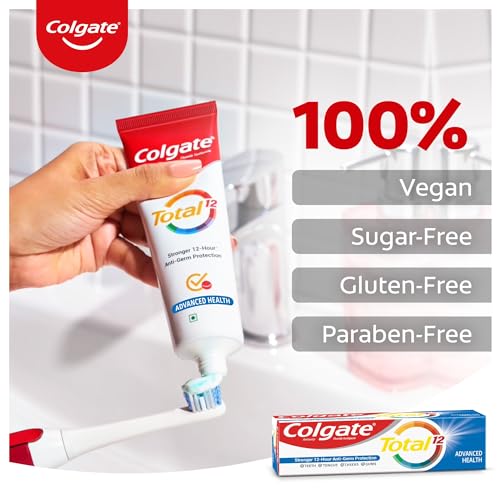 Colgate Total 300gm (2 x 150gm) Advanced Health Antibacterial Toothpaste, Tooth Paste with 12-Hour Anti-Germ Protection, Whole Mouth Health, World's No. 1* Germ-fighting Toothpaste (Combo Pack Offer) - Image 7