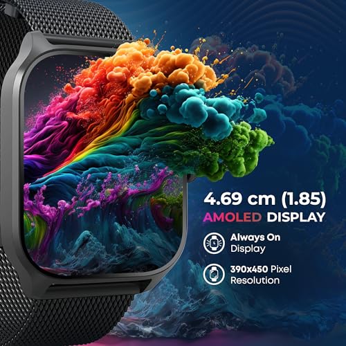 Titan Zeal Premium Fashion Smartwatch|1.85" AMOLED Display with AOD|390 * 450 Pixel Resolution|Functional Crown|SingleSync BT Calling|Advanced Chipset|100+ Sports Modes & Watchfaces IP68 (Mesh Strap) - Image 7
