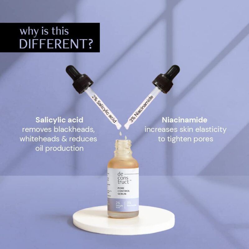 Deconstruct Pore Control Face Serum |2% Salicylic Acid 3% Niacinamide Serum For Acne, Acne Marks, Open Pores & Blackheads | Controls Oil | Beginner Friendly | 30ml - Image 7