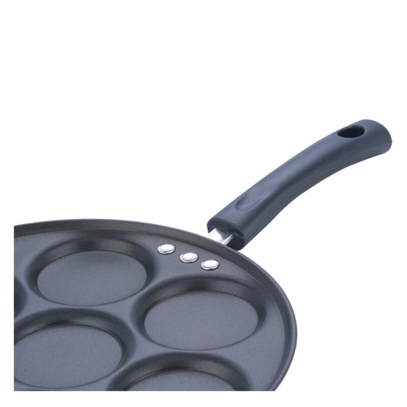 Vinod Zest Aluminium Non Stick Mini Uttapam Pan - 7 Cavaties, 26 cm | 3mm Thick | 3 Layer Coating | Bakelite Handle | Metal Spoon Friendly| Gas Base | 1 Year Warranty - Blue - Image 2
